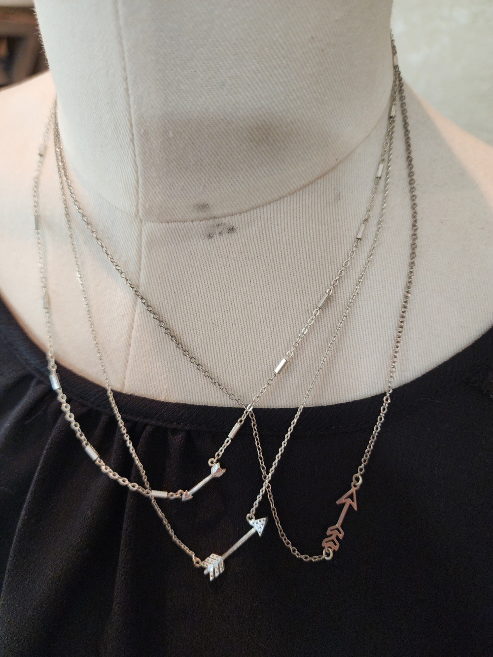 2 Seperate Silver Arrow Pendant Necklaces- Kris Nations And Lauren Conrad